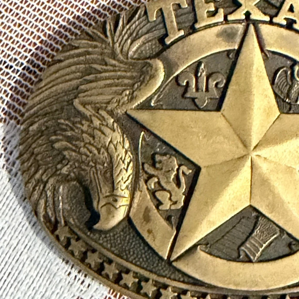 Award Design Medals Belt Buckle Unisex OS Brass Excellent Texas Lone Star Eagle